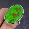 Natural Copper Green Turquoise 925 Sterling Silver Jewelry Ring Size 8.5 w3b05