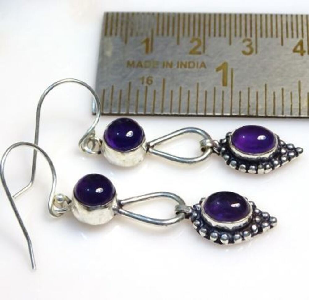 Amethyst Gemstone Boho Designer Women Dangle Earring, Solid 925 Sterling Silver Earring, Gift For Her, Statement Jewelry