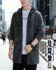 Bench Long Hooded Plus Loose Fleece Warm Solid Dark Grey [foveitaa] Men's Cardigan, Autumn/Winter Jacket, Coat, Parka, Zip-Up Sweater, Sizes, Fit,