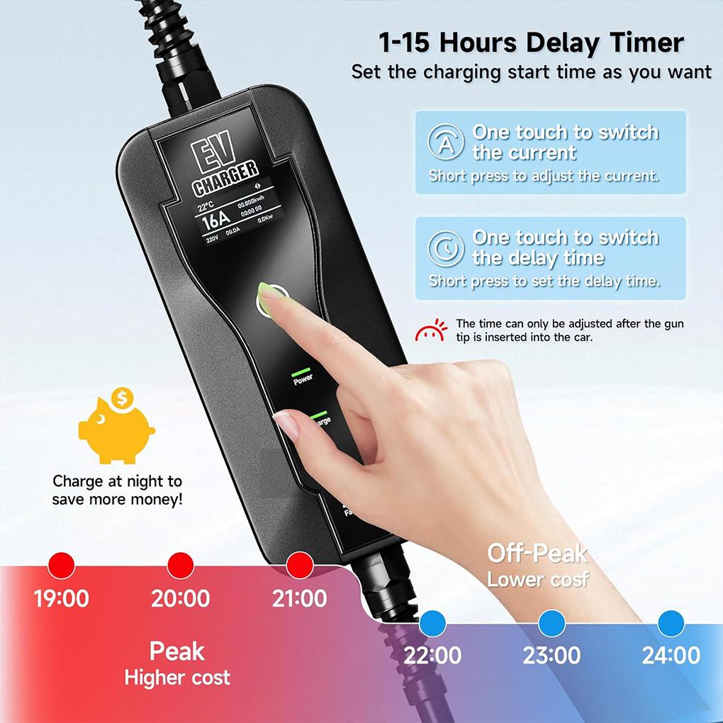 3.5KW Portable Type-2 IEC 62196-2 EV Charger Electric Car Charger 8/10/13/16A EV Charging Cable Wallbox EU Plug