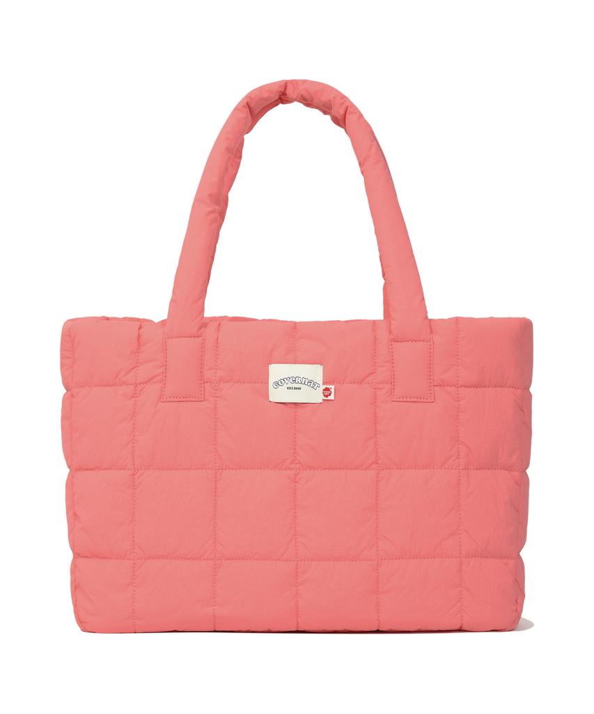 Covernat Woman Clover Heart Quilted Big Tote Bag Pink