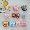 Plaid Colored Heart-shaped Resin Accessories Phone Cases Hair Clips Accessories Cream Glue Material