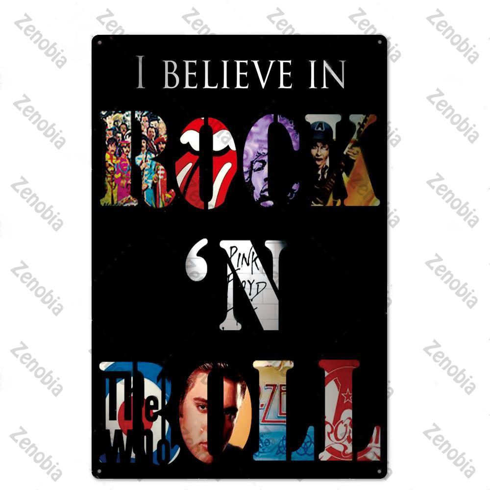 Poster in Metallo Vintage Musica Rock Piatti Decorativi da Parete Adesivi Placca Regali Chitarra per Decorazione Arte Murale Camera da Letto Segni in Metallo