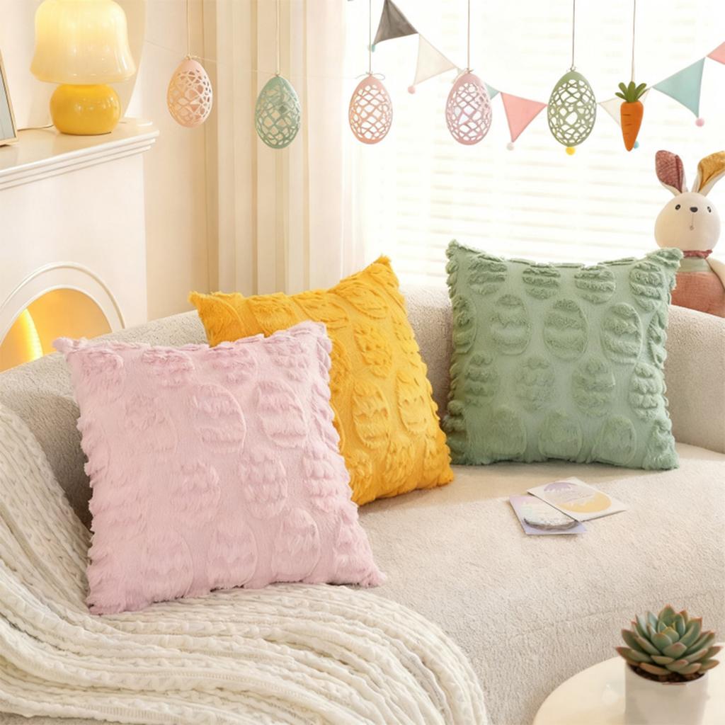 18x18 Inch Set of 2 Easter Decor Pillow Covers Cute Easter Egg Cushion Cases Soft for Bedroom Sofa Holiday Festivals Home Decor