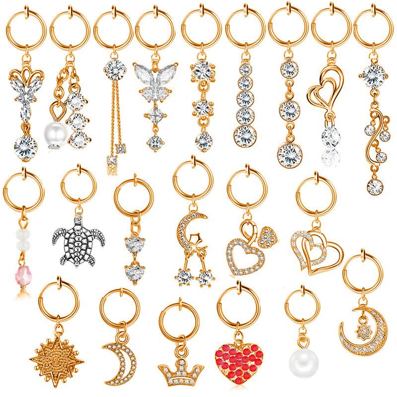 1 Stück Edelstahl Piercing-frei Fake Nabel Ring Zirkon Nabel Ohrstecker Piercing Schmuck