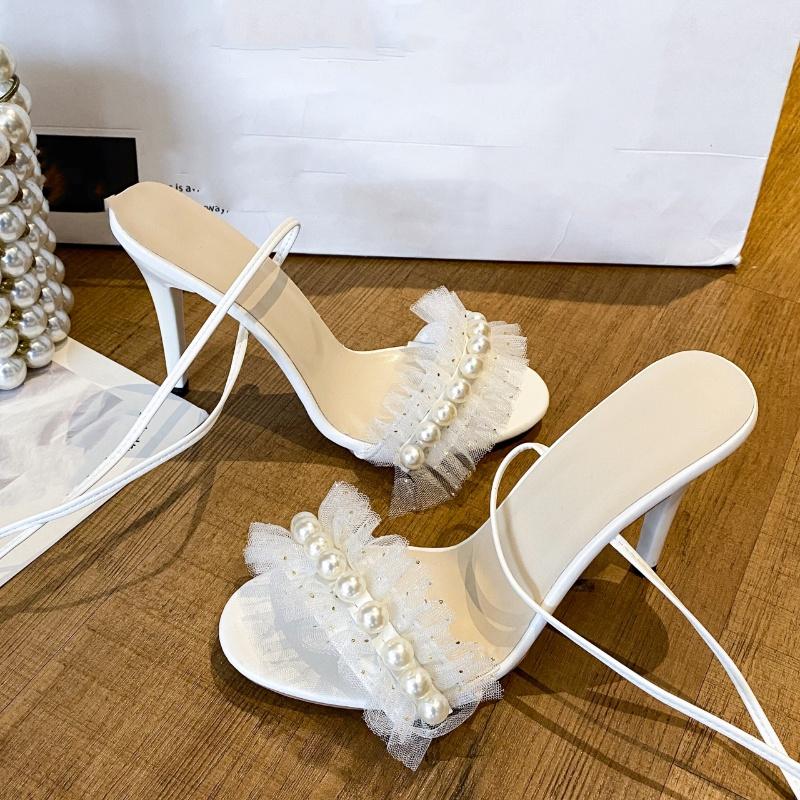 Summer New Style Banquet Elegant High-heeled Sandals Large Size Fashionable/comfortable Cross Strap Slim Heel Sandals Women's