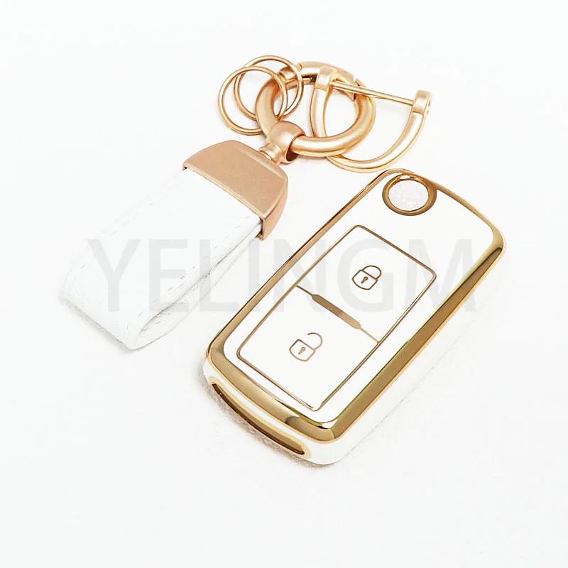 Auto For Vw Amarok Polo Golf Mk4 Bora Jetta Altea For Seat For Skoda Octavia Fabia 2 Button Tpu Car Key Case Cover Protection