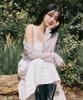 Lora Lora Smocking Shirring Blouse White