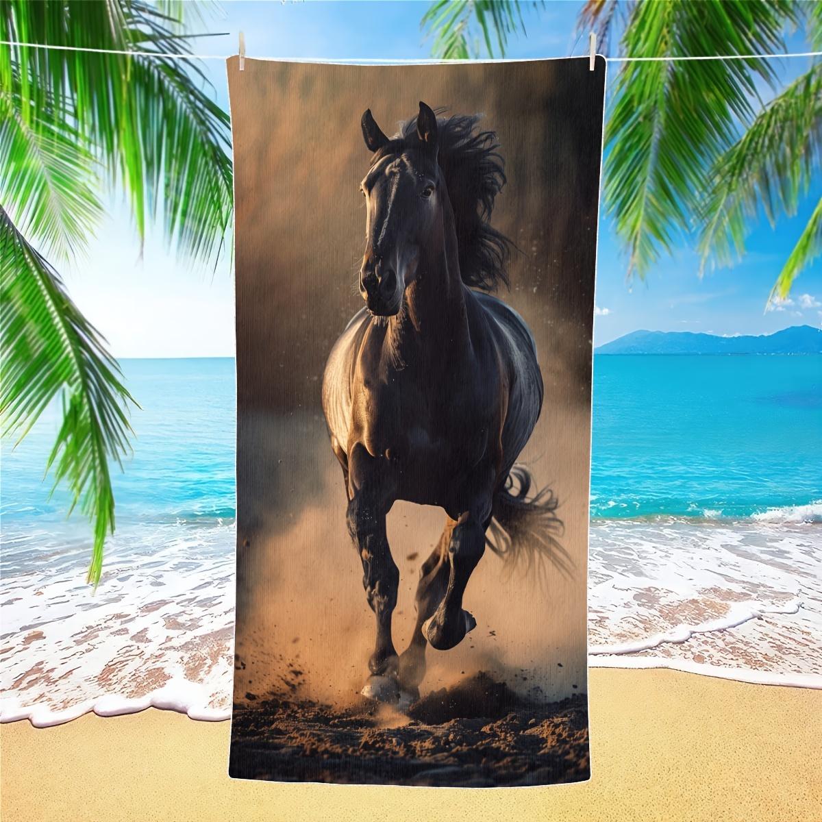 Free running horse bath towel under sunset, perfect for summer use, super soft and absorbent, quick drying, stylish design 50x100cm