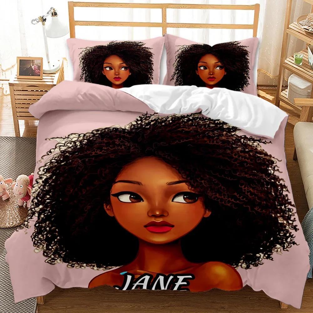 Black Girl Magic Bedding Set, African American Black Art Girl Duvet Cover, Bedroom Decor Comforter Cover For Teens