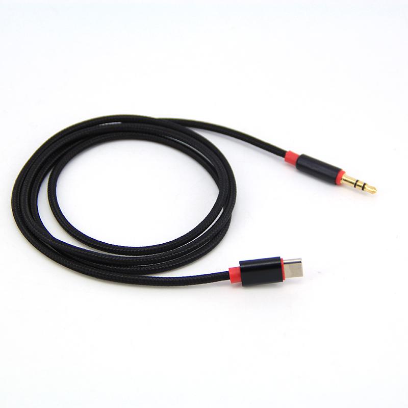 Type C male to 3.5mm 3 pole male Audio Cable Adapter Nylon For USB C Earphone Jack Aux 1M Wire For Phone Car Stereo Speaker