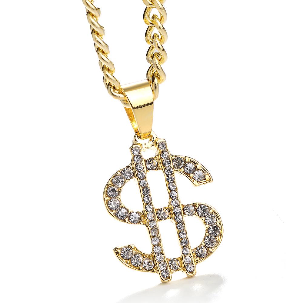 European & American Fashion S-Shape Rhinestone Dollar Necklace