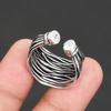 Handmade 925 Sterling Silver Wire Wrapped Band Ring, Adjustable Statement Cuff Ring for Men and Women