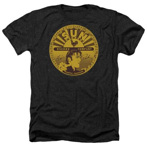 Sun Records Elvis Full Sun Label Adult Heather Black T-Shirt XXL