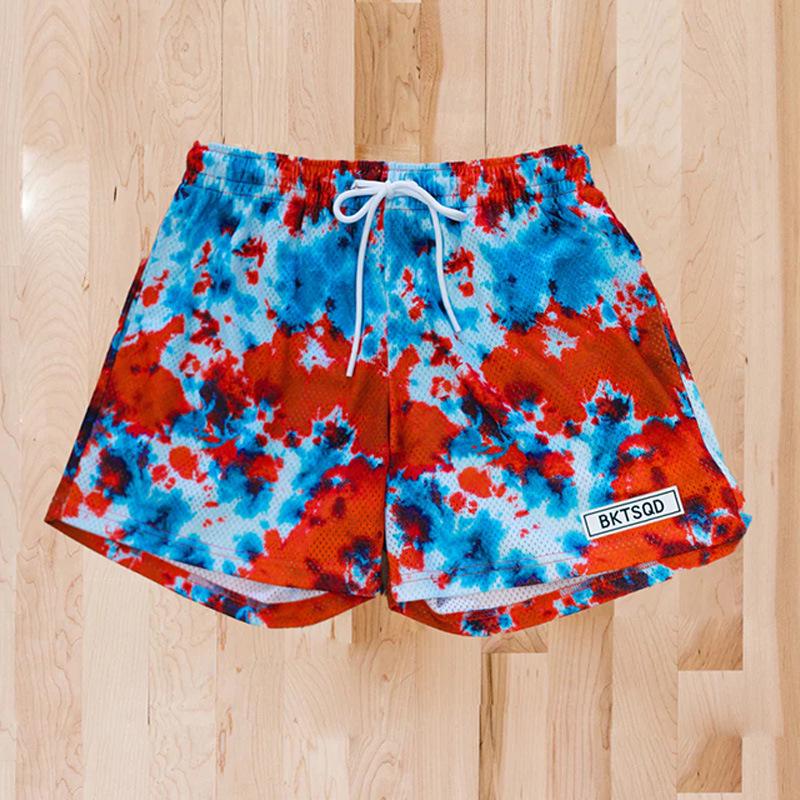 BKTSQD Men's Loose Fit Quick-Dry Ink-Splash Basketball Shorts