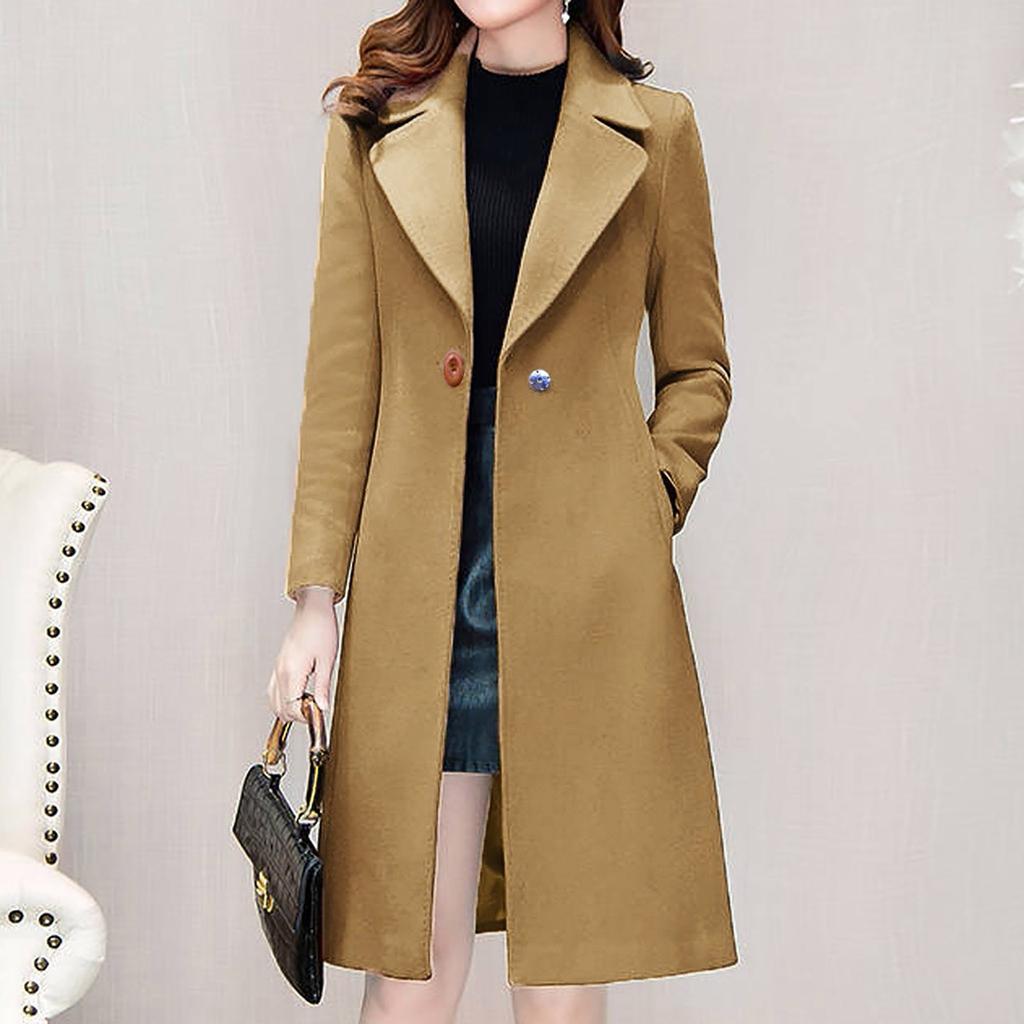 Women Slim Windbreaker Double Breasted Long Trench Coat Jacket Overcoat Outwear