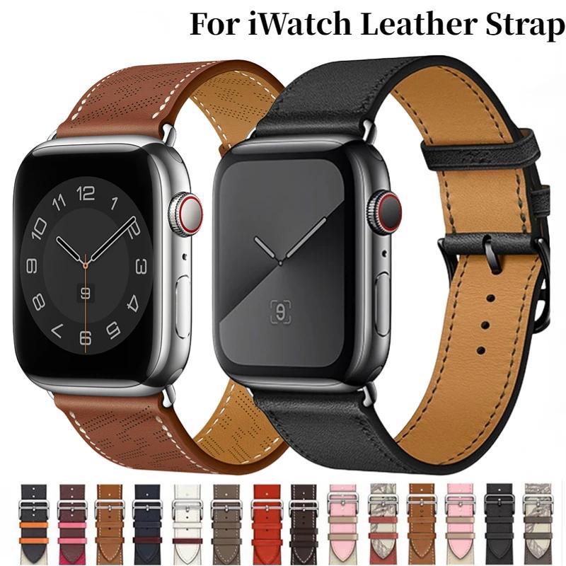 Genuine Leather Bracelet Strap For Apple Watch Band Ultra 49mm 46mm42mm 45mm 41mm 44mm 40mm Bracelet iWatch 11 10 9 8 7 6 5 4 SE