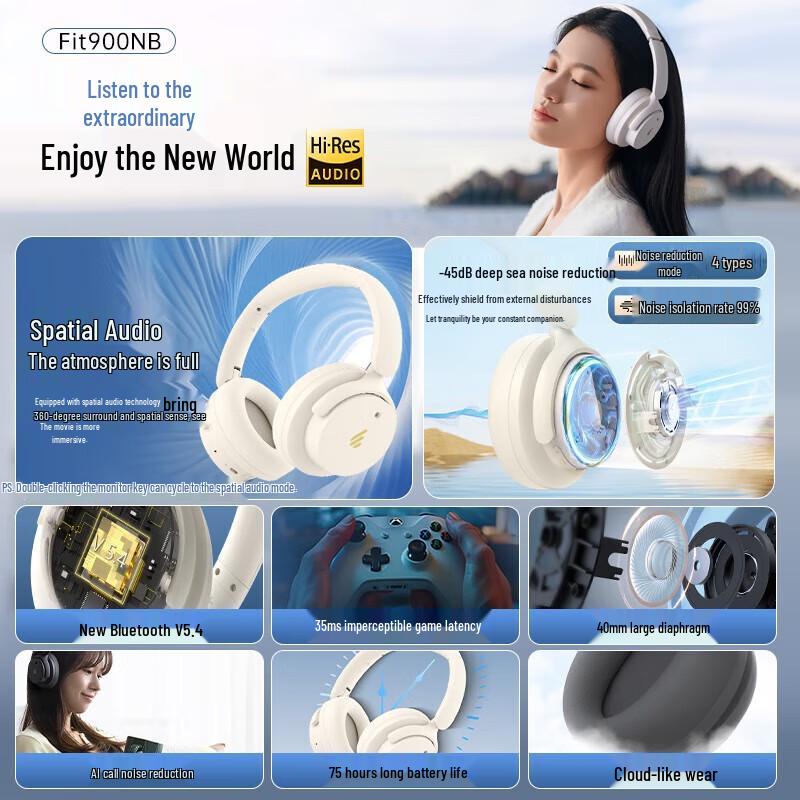 Edifier Fit900NB Wireless Active Noise Cancelling Over-Ear Headphones