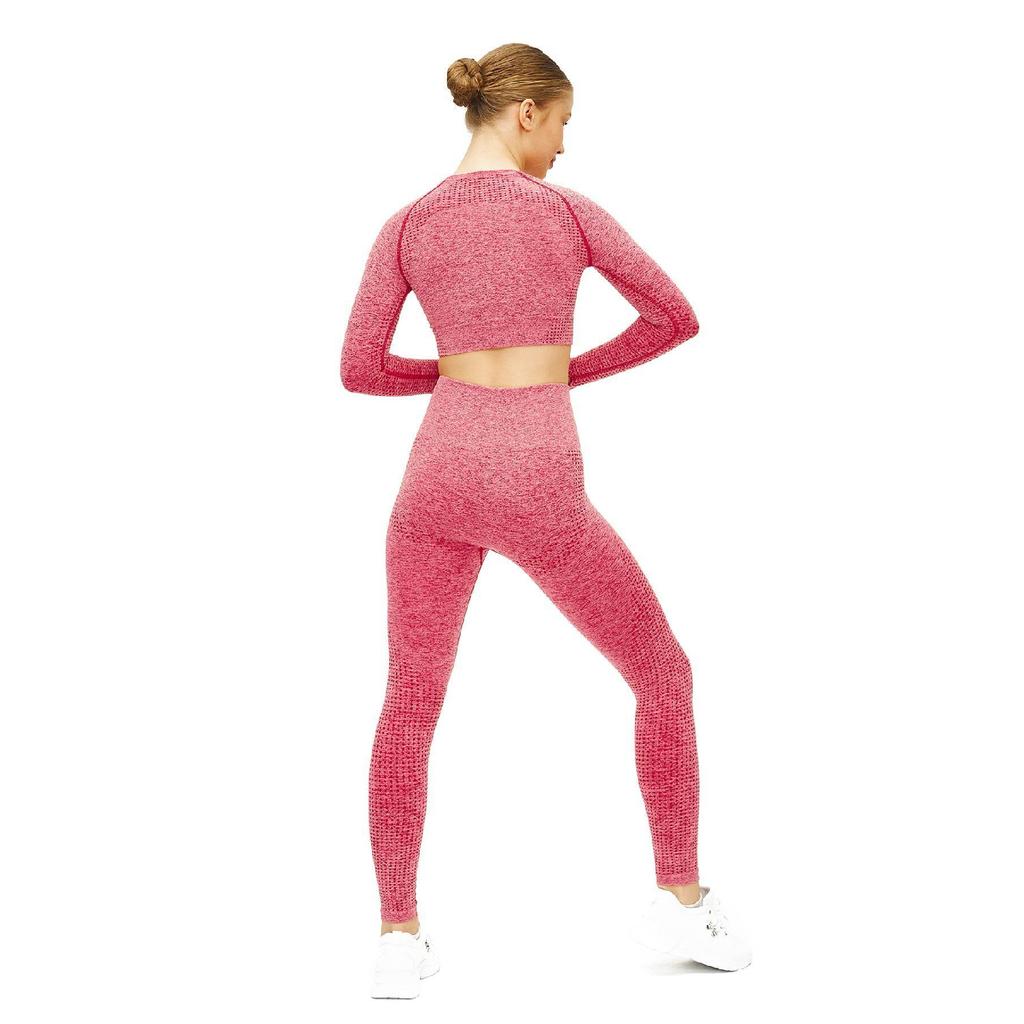 Seamless High Waist / Seamles Gathering Bottom Top Set Leggings And Long Sleeve Bustier S-1905