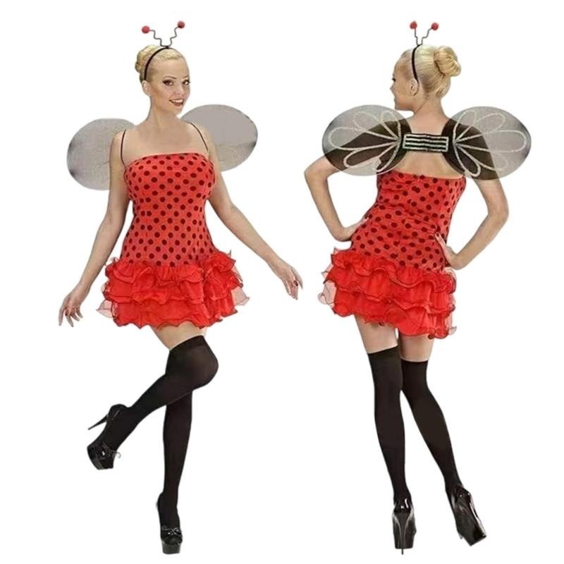 Bees Costume Accessories Set Bees Antenna Headband Tutus Dress Butterfly Wing Cosplay Halloween Costume for Adult Women