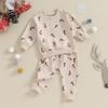 Christmas Baby Boys Girls Clothes Set Candy Cane Print Sweatshirt+Pants 2pcs Suit Kids Casual Outfits