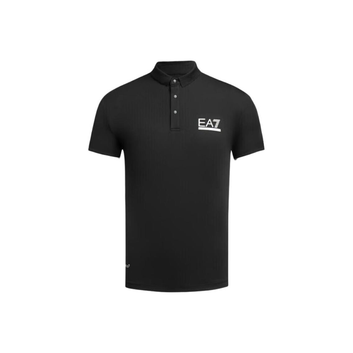 Emporio Armani EA7 Logo Print Short Sleeve Polo Shirt Men tops Black 3DPF14-PJMLZ-1200 S
