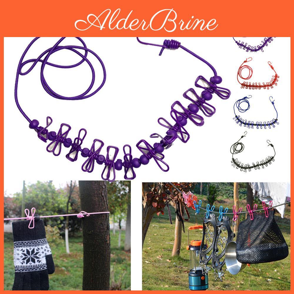 4m Camping Outdoor Stretch Nonslip Clothesline With 12clips Travel Stretchy Clothesline Sock Line Hanging Laundry Drying Rope