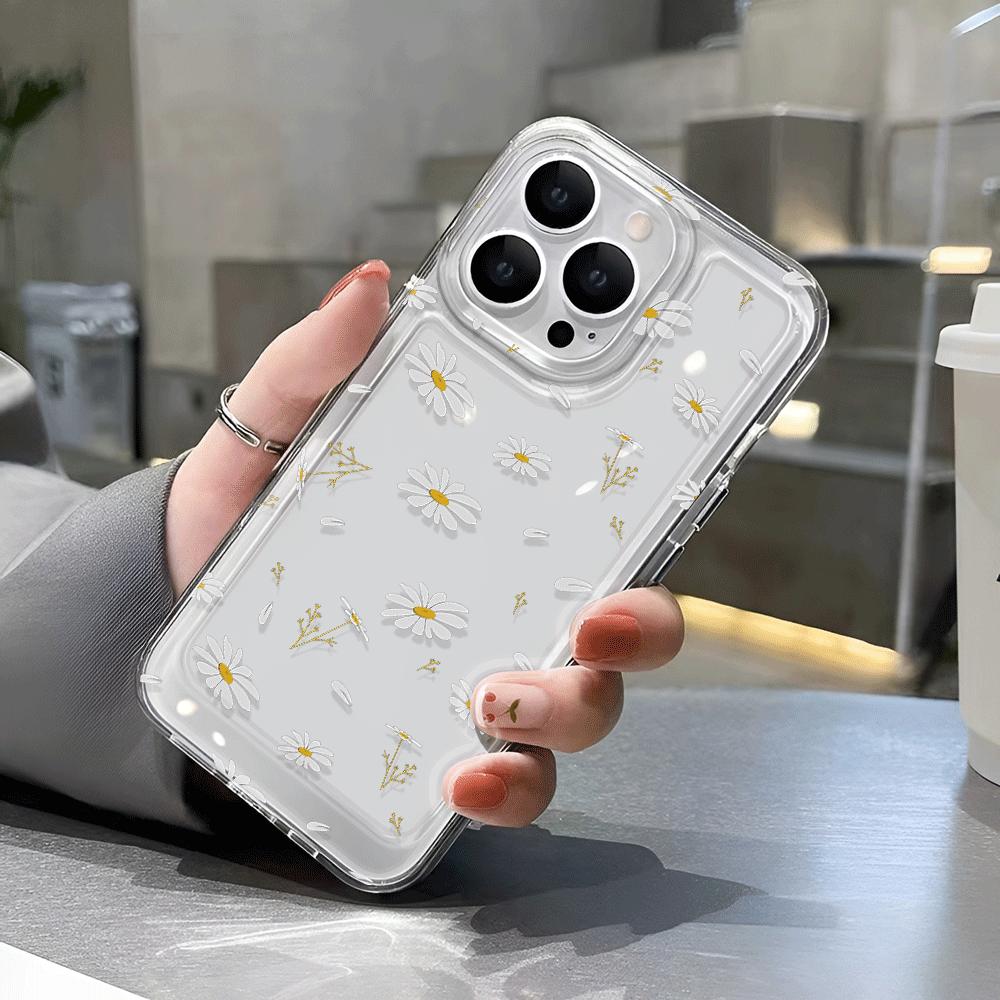 Simple Chrysanthemum TPU Transparent Phone Case For IPhone 16 15 14 13 12 11 Pro Max 7 8 Plus X XR XS Shockproof Soft Case