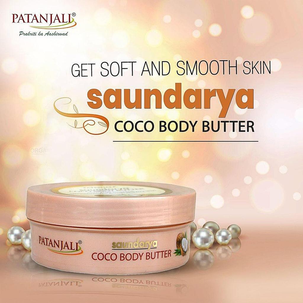 Patanjali Saundarya Coco Body Butter Cream 200g Pack of 1 Deep Hydration Cocoa Butter Moisturizer
