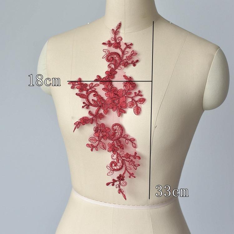 Multi-Color Embroidered Lace Accessories, Wedding Dress Decoration Pair Of Flowers, Handmade Diy Material Clothing Decoration Sticker Flowers