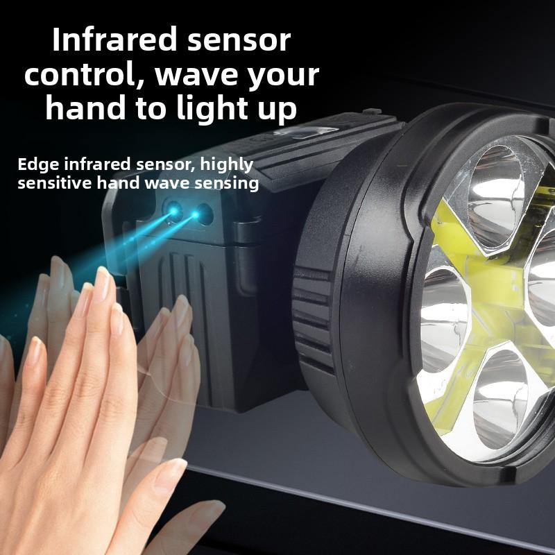 New Super Bright Intelligent Induction Headlamp Fishing Headlamp High Power Rechargeable Phone USB Charging Headlamp Night Home