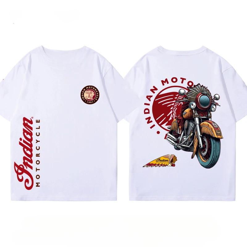 Tricou Indian Motorcycle Locomotivă Grea Croazieră Costum de Călărie Imprimeu Club Bumbac de Vară Casual Motocicletă Bărbați și Femei