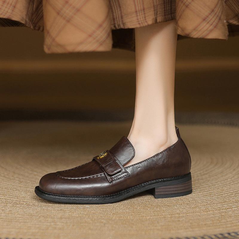 Four Seasons Wear Round Head Casual Single Shoes Shallow Mouth Foot Cover Women's Lazy Shoes One Pedal Large Size Shoes New Rubber Soft Sole