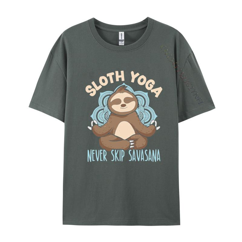 Sloth Yoga Never Skip Savasana Fitnes Tshirts Men Cotton Printing TShirt Fashion Tshirt Gothic Animes