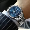 Men's Fashion Quartz Analog Wristwatch, Waterproof, Business Watch, Metal Band, Blue, Stylish Gift