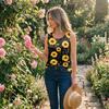 Damen ärmelloses Tanktop mit Blumenprint, lässig, Rundhalsausschnitt, Knopfleiste, lockere Passform, Pullover, leichtes Blusenhemd