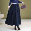 Brand Velvet A-Line Midi Skirt: Women's 2025 Autumn/Winter Elastic Waist, Slimming, Fashionable, Versatile Long Skirt