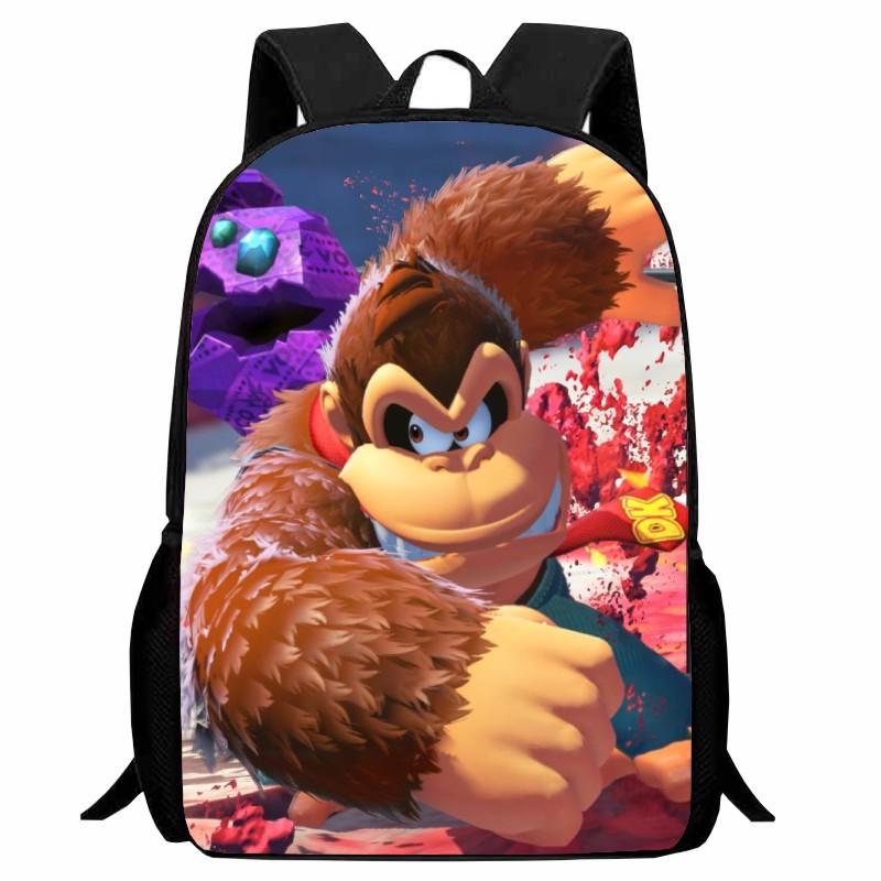 Donkey Kong Bananza, full-open student schoolbag, cartoon backpack, male
