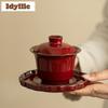 150ml Palastmuseum Rotes Hufeisen Gaiwan Boutique Teeschale Teeschale Mit Deckel Set Teebereitung Abdeckung Schale Teegeschirr Sammlung Geschenk