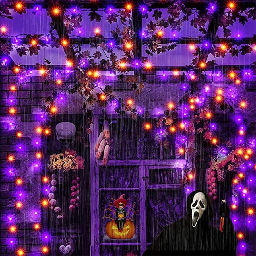 Thrisdar 20M 50M 100M Orange and Purple Halloween String Lights Outdoor Halloween Fairy Lights Garland For Garden Patio Decor