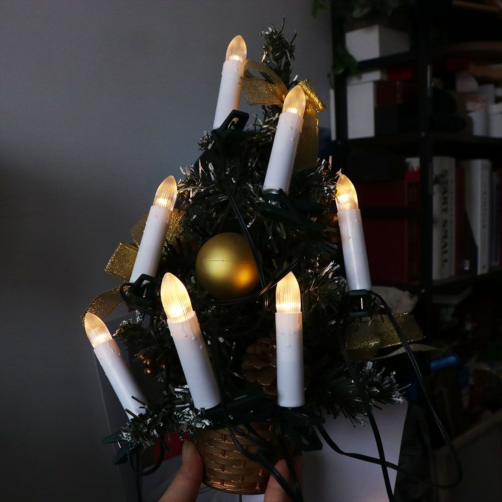 20PCS Flameless LED Candle String Clip-on Cone Shaped Christmas Tree Decorative Light Warm Light USB Powered