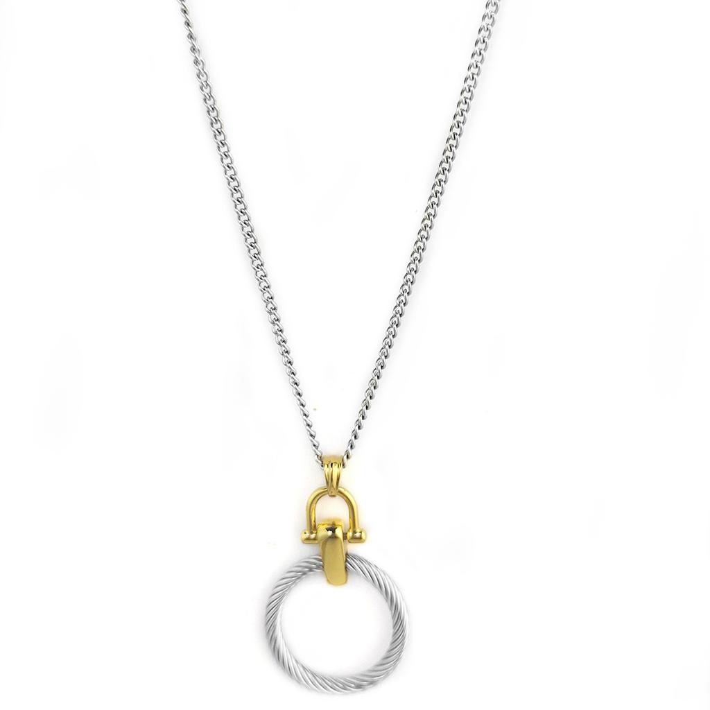 Creative Fashion Trend Round Cable Twisted Circle Pendant Stainless Steel Women's Versatile Clothing Necklace