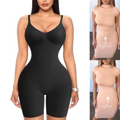 Kadın Shapewear Dikişsiz V Yaka Bodysuit Üstleri Bel Eğitmen Tam Vücut Şekillendirici Zayıflama Iç Çamaşırı Popo Kaldırıcı Leotard Tulum Seksi Kaşkorse Tank Top