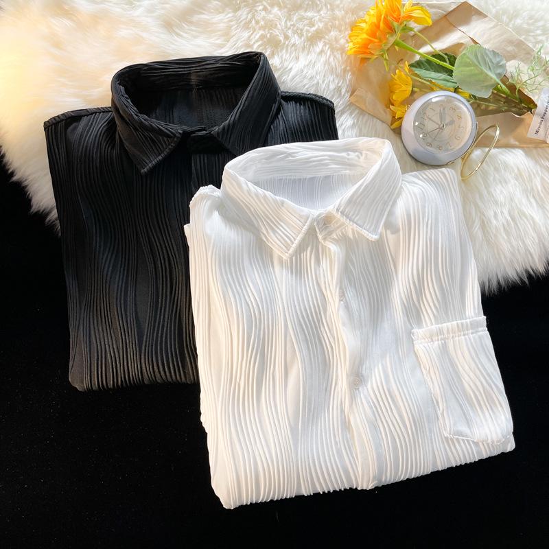 Men's Short-Sleeve Korean Harajuku Casual Ice Silk Shirt