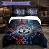 Juego de Cama de 3 Piezas con Patrón del Manchester United Suave Microfibra Funda Nórdica con Fundas de Almohada para Dormitorio