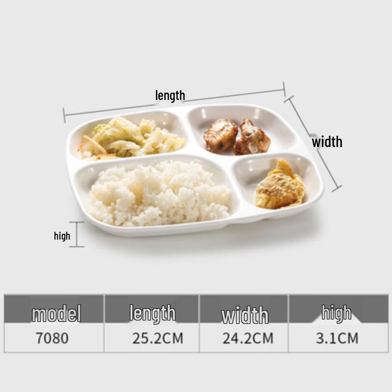 Rectangular Melamine 4-Compartment Meal Tray
