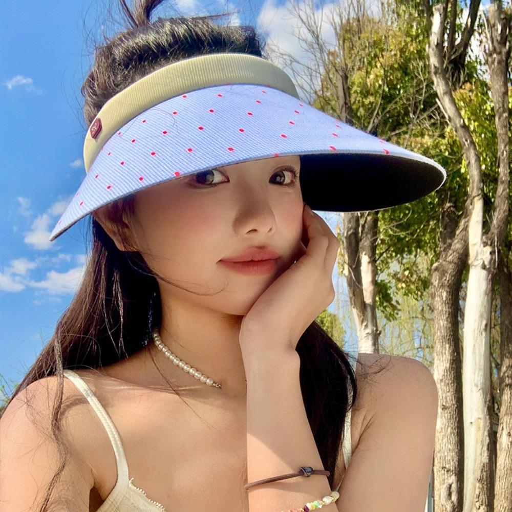Anti-UV Woman Sun Hat Colorful Dot Visor Cap Simple Empty Top Cap  Outdoor