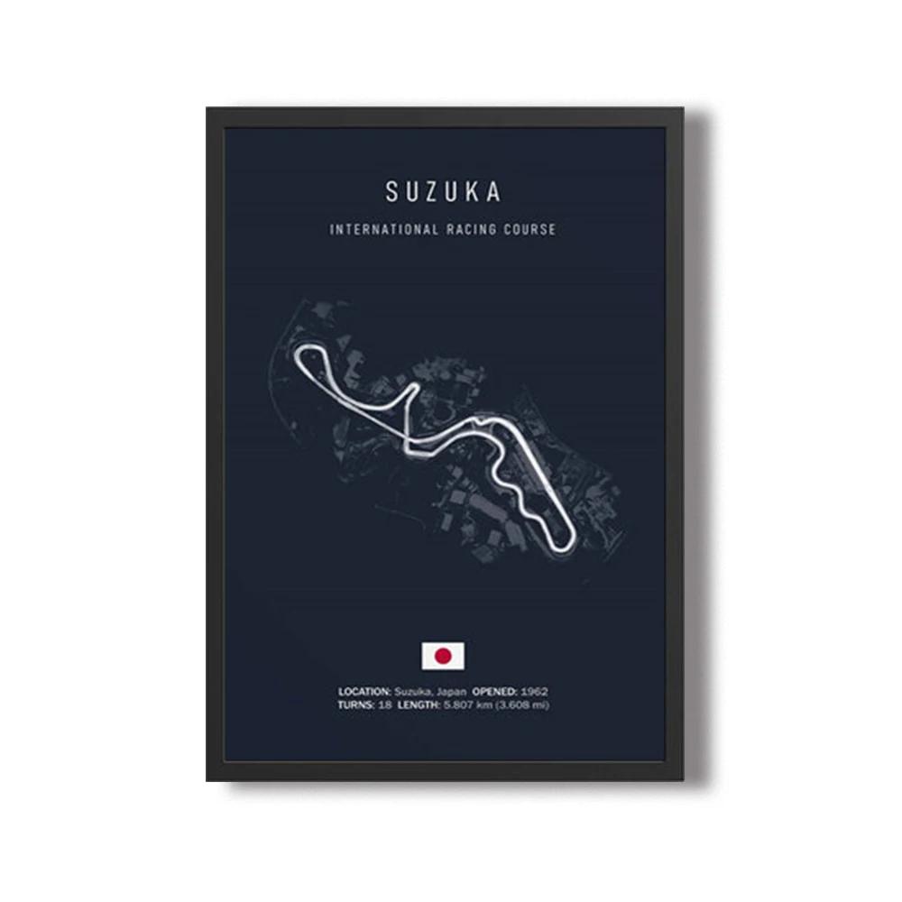 Formula 1 Imola Monaco Okruhová trať Nástěnné umění Plakáty Mapa Světových formulových závodů Dekorace pokoje Plátno Malba Obrázky Tisk Umělecká díla