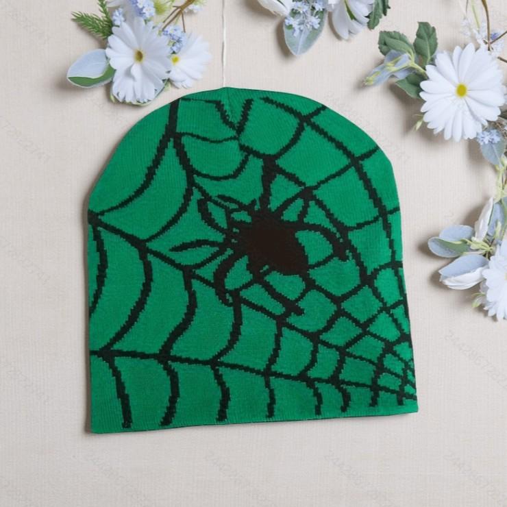 Y2K Gothic Spider Pattern Wool Acrylic Knitted Hat Women Beanie Winter Warm Beanies Grunge Hip Hop Casual Skullies Outdoor Cap