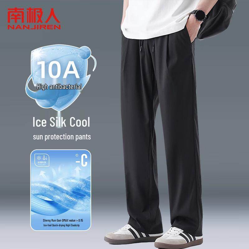 Nanjiren Men s Ice Silk Straight-Leg Casual Pants M